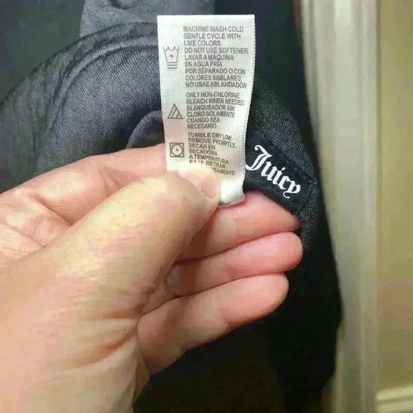 Juicy Couture Sport Black Textured Cropped Sweatshirt Funnel Collar Size Medium - Picture 9 of 12